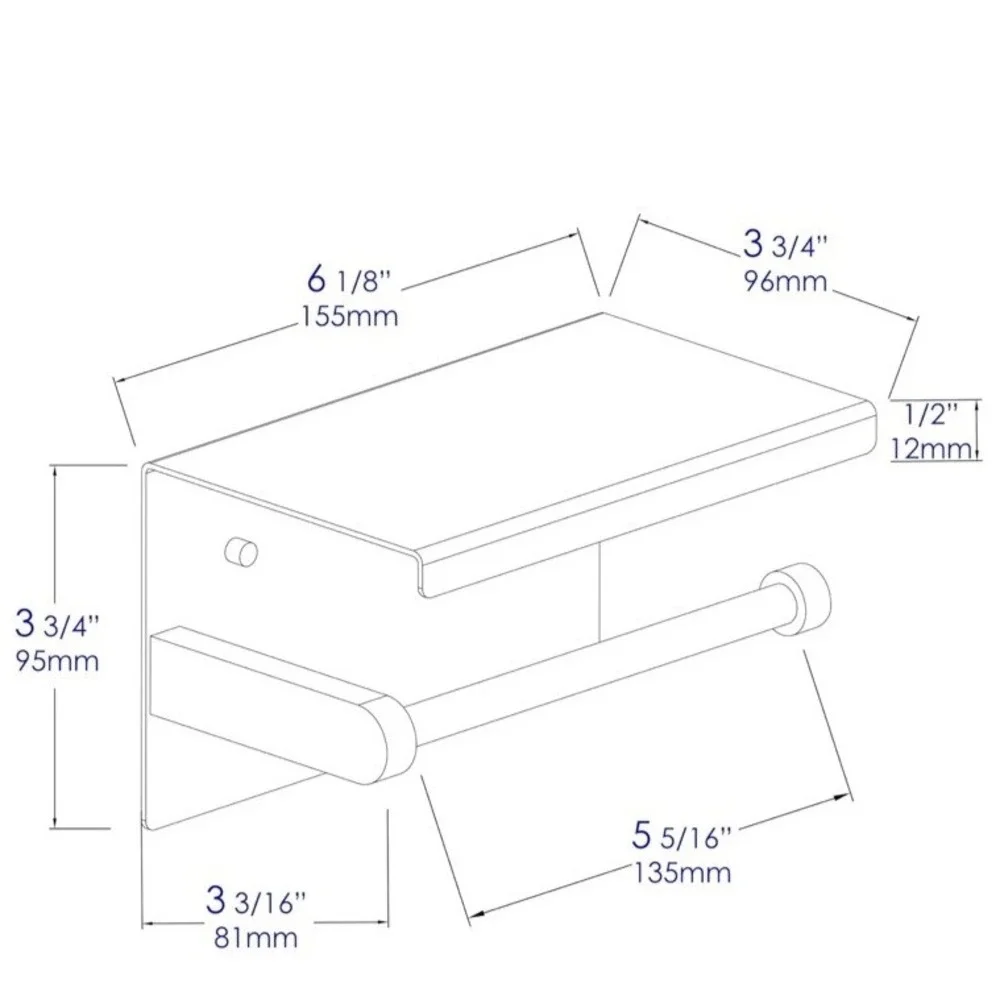 ALFI brand ABTPC66-W White Matte Stainless Steel Toilet Paper Holder‎ with Shelf